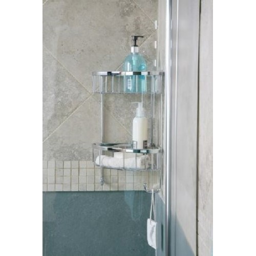 Roman Showers - Double Corner Shower Basket With Hooks